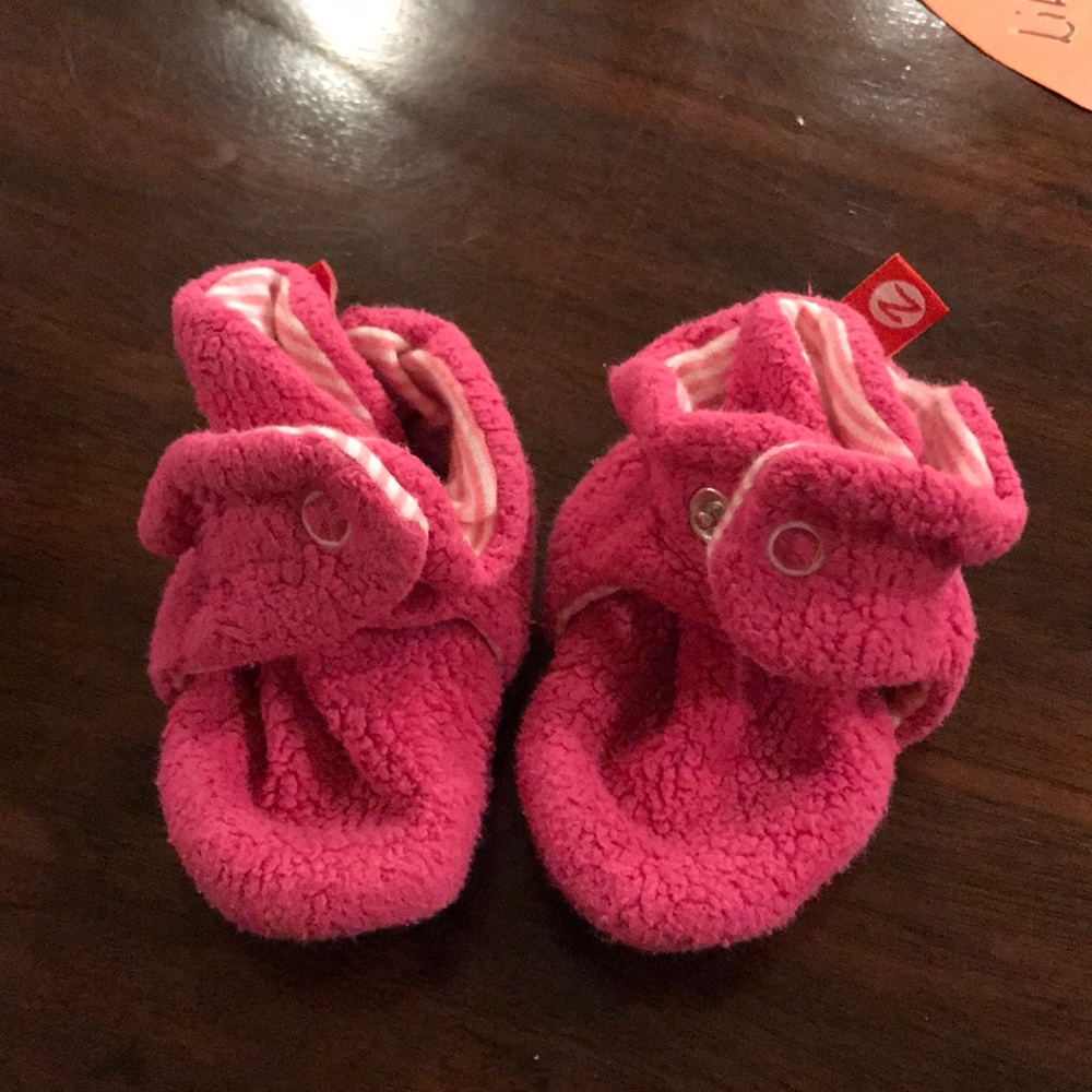 Pink Fleece Zutano Booties